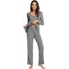 imageWiWi Pajama Sets for Women Soft Comfy Pjs Loungewear Lightweight Sleepwear with Pants Viscose from Bamboo Pajamas Set SXXLDark Heather Grey