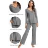 imageWiWi Pajama Sets for Women Soft Comfy Pjs Loungewear Lightweight Sleepwear with Pants Viscose from Bamboo Pajamas Set SXXLDark Heather Grey