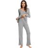 imageWiWi Pajama Sets for Women Soft Comfy Pjs Loungewear Lightweight Sleepwear with Pants Viscose from Bamboo Pajamas Set SXXLHeather Grey