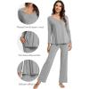 imageWiWi Pajama Sets for Women Soft Comfy Pjs Loungewear Lightweight Sleepwear with Pants Viscose from Bamboo Pajamas Set SXXLHeather Grey