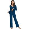imageWiWi Pajama Sets for Women Soft Comfy Pjs Loungewear Lightweight Sleepwear with Pants Viscose from Bamboo Pajamas Set SXXLInk Blue
