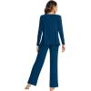 imageWiWi Pajama Sets for Women Soft Comfy Pjs Loungewear Lightweight Sleepwear with Pants Viscose from Bamboo Pajamas Set SXXLInk Blue
