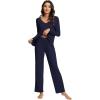imageWiWi Pajama Sets for Women Soft Comfy Pjs Loungewear Lightweight Sleepwear with Pants Viscose from Bamboo Pajamas Set SXXLNavy
