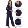 imageWiWi Pajama Sets for Women Soft Comfy Pjs Loungewear Lightweight Sleepwear with Pants Viscose from Bamboo Pajamas Set SXXLNavy