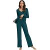imageWiWi Pajama Sets for Women Soft Comfy Pjs Loungewear Lightweight Sleepwear with Pants Viscose from Bamboo Pajamas Set SXXLPeacock Green