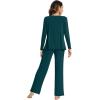 imageWiWi Pajama Sets for Women Soft Comfy Pjs Loungewear Lightweight Sleepwear with Pants Viscose from Bamboo Pajamas Set SXXLPeacock Green