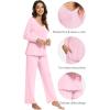 imageWiWi Pajama Sets for Women Soft Comfy Pjs Loungewear Lightweight Sleepwear with Pants Viscose from Bamboo Pajamas Set SXXLPink