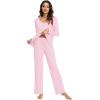 imageWiWi Pajama Sets for Women Soft Comfy Pjs Loungewear Lightweight Sleepwear with Pants Viscose from Bamboo Pajamas Set SXXLPink