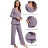 imageWiWi Pajama Sets for Women Soft Comfy Pjs Loungewear Lightweight Sleepwear with Pants Viscose from Bamboo Pajamas Set SXXLViolet