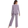 imageWiWi Pajama Sets for Women Soft Comfy Pjs Loungewear Lightweight Sleepwear with Pants Viscose from Bamboo Pajamas Set SXXLViolet