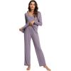 imageWiWi Pajama Sets for Women Soft Comfy Pjs Loungewear Lightweight Sleepwear with Pants Viscose from Bamboo Pajamas Set SXXLViolet