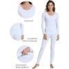imageWiWi Soft Underwear for Women Thermal Long Johns Sets Super Warm Base Layer Top Pants Pajamas Set Viscose from Bamboo S3XAlight Blue Stripe