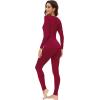 imageWiWi Soft Underwear for Women Thermal Long Johns Sets Super Warm Base Layer Top Pants Pajamas Set Viscose from Bamboo S3XAwine Red