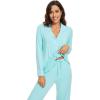 imageWiWi Viscose from Bamboo Pajamas Set for Women Soft Button Down Sleepwear Pj Lightweight Lounge Sets Loungewear SXXLAaqua