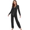 imageWiWi Viscose from Bamboo Pajamas Set for Women Soft Button Down Sleepwear Pj Lightweight Lounge Sets Loungewear SXXLAblack