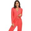 imageWiWi Viscose from Bamboo Pajamas Set for Women Soft Button Down Sleepwear Pj Lightweight Lounge Sets Loungewear SXXLAcoral