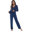 imageWiWi Viscose from Bamboo Pajamas Set for Women Soft Button Down Sleepwear Pj Lightweight Lounge Sets Loungewear SXXLAdark Blue