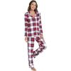 imageWiWi Viscose from Bamboo Pajamas Set for Women Soft Button Down Sleepwear Pj Lightweight Lounge Sets Loungewear SXXLAnavyRed Plaid