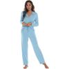 imageWiWi Viscose from Bamboo Pajamas Set for Women Soft Button Down Sleepwear Pj Lightweight Lounge Sets Loungewear SXXLApale Blue