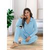 imageWiWi Viscose from Bamboo Pajamas Set for Women Soft Button Down Sleepwear Pj Lightweight Lounge Sets Loungewear SXXLApale Blue