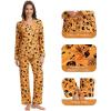 imageWiWi Viscose from Bamboo Pajamas Set for Women Soft Button Down Sleepwear Pj Lightweight Lounge Sets Loungewear SXXLApumpkin Spider on Orange