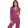 imageWiWi Viscose from Bamboo Pajamas Set for Women Soft Button Down Sleepwear Pj Lightweight Lounge Sets Loungewear SXXLApurple Red