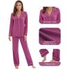 imageWiWi Viscose from Bamboo Pajamas Set for Women Soft Button Down Sleepwear Pj Lightweight Lounge Sets Loungewear SXXLApurple Red