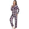 imageWiWi Viscose from Bamboo Pajamas Set for Women Soft Button Down Sleepwear Pj Lightweight Lounge Sets Loungewear SXXLAred Stripe Plaid