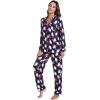 imageWiWi Viscose from Bamboo Pajamas Set for Women Soft Button Down Sleepwear Pj Lightweight Lounge Sets Loungewear SXXLAsanta Claus on Navy