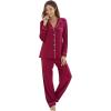 imageWiWi Viscose from Bamboo Pajamas Set for Women Soft Button Down Sleepwear Pj Lightweight Lounge Sets Loungewear SXXLAwine