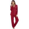 imageWiWi Viscose from Bamboo Pajamas Set for Women Soft Button Down Sleepwear Pj Lightweight Lounge Sets Loungewear SXXLAwine Red