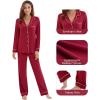 imageWiWi Viscose from Bamboo Pajamas Set for Women Soft Button Down Sleepwear Pj Lightweight Lounge Sets Loungewear SXXLAwine Red