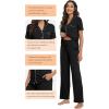 imageWiWi Viscose from Bamboo Pajamas Set for Women Soft Button Down Sleepwear Pj Lightweight Lounge Sets Loungewear SXXLBblack
