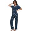 imageWiWi Viscose from Bamboo Pajamas Set for Women Soft Button Down Sleepwear Pj Lightweight Lounge Sets Loungewear SXXLBdark Navy Star