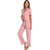 imageWiWi Viscose from Bamboo Pajamas Set for Women Soft Button Down Sleepwear Pj Lightweight Lounge Sets Loungewear SXXLBdusty Pink