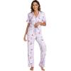 imageWiWi Viscose from Bamboo Pajamas Set for Women Soft Button Down Sleepwear Pj Lightweight Lounge Sets Loungewear SXXLBgreyPeony
