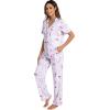 imageWiWi Viscose from Bamboo Pajamas Set for Women Soft Button Down Sleepwear Pj Lightweight Lounge Sets Loungewear SXXLBgreyPeony