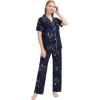 imageWiWi Viscose from Bamboo Pajamas Set for Women Soft Button Down Sleepwear Pj Lightweight Lounge Sets Loungewear SXXLBnavy Stars