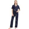 imageWiWi Viscose from Bamboo Pajamas Set for Women Soft Button Down Sleepwear Pj Lightweight Lounge Sets Loungewear SXXLBnavy Stars