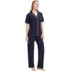 imageWiWi Viscose from Bamboo Pajamas Set for Women Soft Button Down Sleepwear Pj Lightweight Lounge Sets Loungewear SXXLBnavyWhite Dots