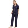imageWiWi Viscose from Bamboo Pajamas Set for Women Soft Button Down Sleepwear Pj Lightweight Lounge Sets Loungewear SXXLBnavyWhite Dots