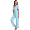 imageWiWi Viscose from Bamboo Pajamas Set for Women Soft Button Down Sleepwear Pj Lightweight Lounge Sets Loungewear SXXLBpale Blue