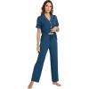 imageWiWi Viscose from Bamboo Pajamas Set for Women Soft Button Down Sleepwear Pj Lightweight Lounge Sets Loungewear SXXLBpeacock Blue