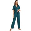 imageWiWi Viscose from Bamboo Pajamas Set for Women Soft Button Down Sleepwear Pj Lightweight Lounge Sets Loungewear SXXLBpeacock Green