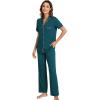 imageWiWi Viscose from Bamboo Pajamas Set for Women Soft Button Down Sleepwear Pj Lightweight Lounge Sets Loungewear SXXLBpeacock Green