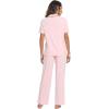 imageWiWi Viscose from Bamboo Pajamas Set for Women Soft Button Down Sleepwear Pj Lightweight Lounge Sets Loungewear SXXLBpink
