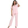 imageWiWi Viscose from Bamboo Pajamas Set for Women Soft Button Down Sleepwear Pj Lightweight Lounge Sets Loungewear SXXLBpink