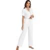 imageWiWi Viscose from Bamboo Pajamas Set for Women Soft Button Down Sleepwear Pj Lightweight Lounge Sets Loungewear SXXLBpure White
