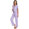 imageWiWi Viscose from Bamboo Pajamas Set for Women Soft Button Down Sleepwear Pj Lightweight Lounge Sets Loungewear SXXLBtaro Purple