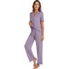 imageWiWi Viscose from Bamboo Pajamas Set for Women Soft Button Down Sleepwear Pj Lightweight Lounge Sets Loungewear SXXLBviolet